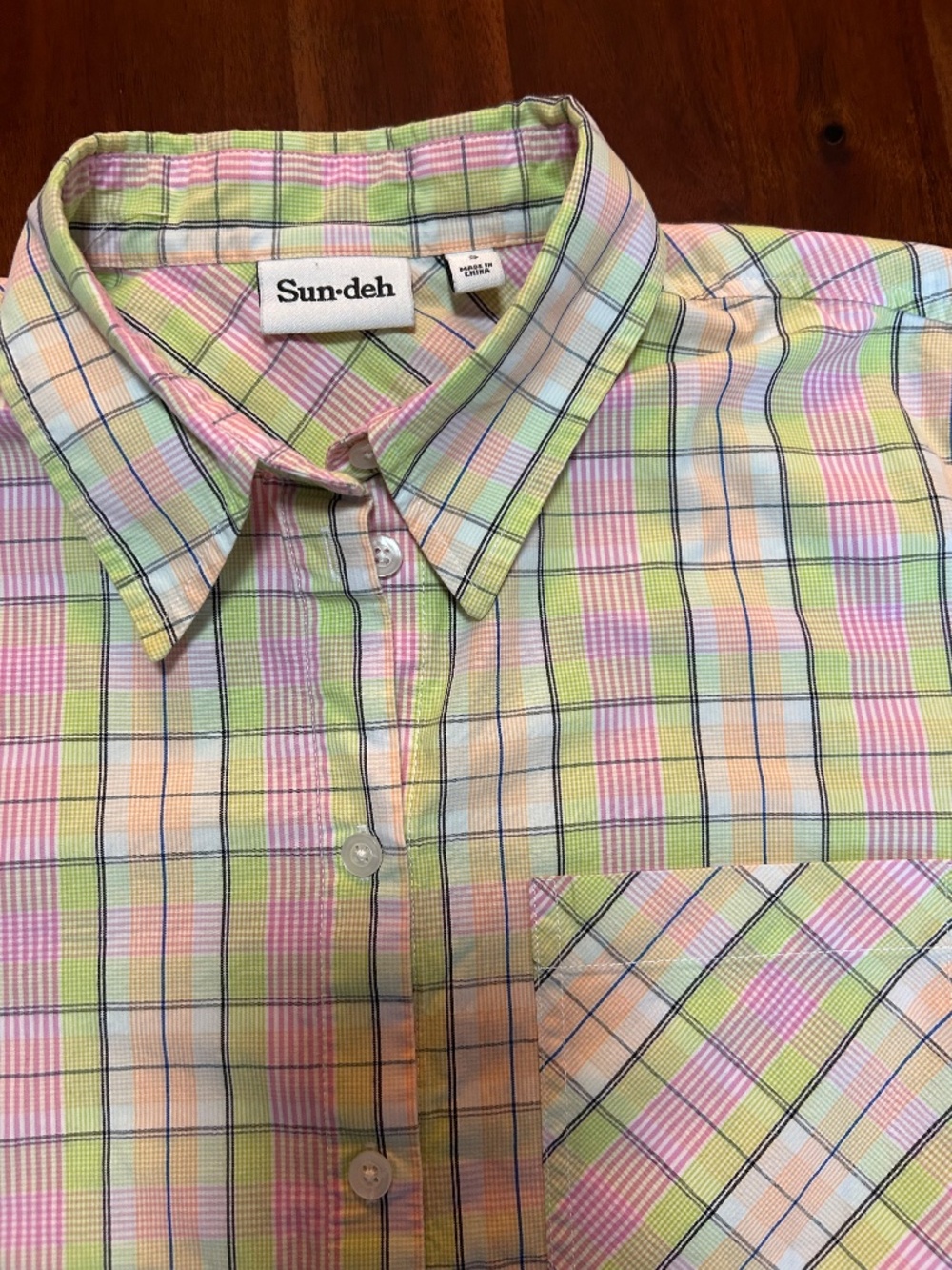 Aritzia Sunday Best Sun-Deh Pastel Plaid Pajama Lounge Set Short Sleeve Shorts S - Picture 2 of 6